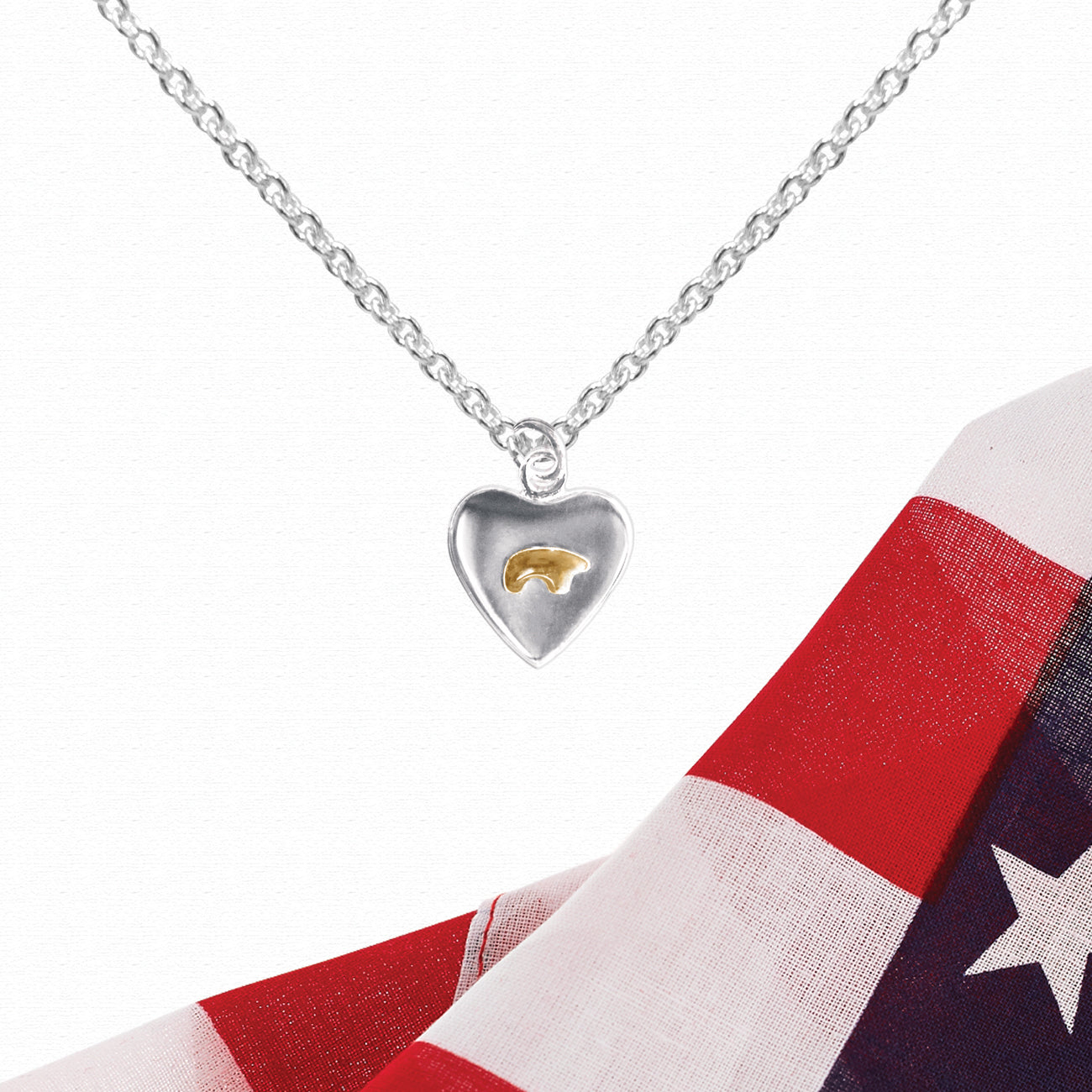 1/6ctw Diamond Two-Tone Double Heart Pendant Necklace | REEDS Jewelers