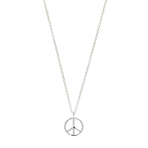 Sterling Silver Peace Sign with Black Diamond
