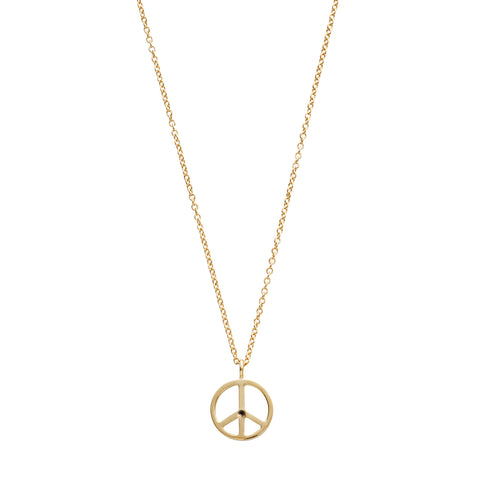 14ky Gold Peace Sign with Black Diamond