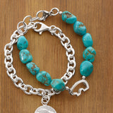 Turquoise Bead Bracelet with Silhouette Bear