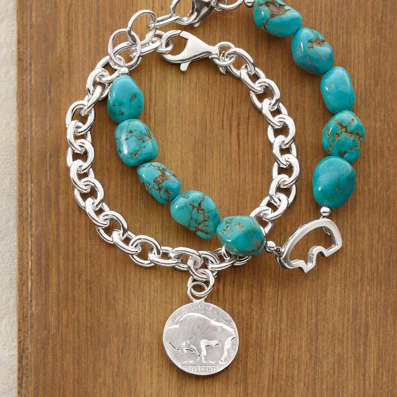 Sterling Silver Buffalo Coin Bracelet