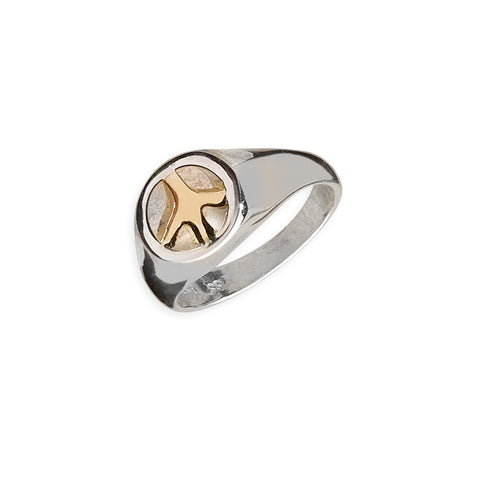 Two Tone Peace Sign Ring