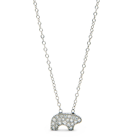 White Gold Pave Baby Bear Necklace