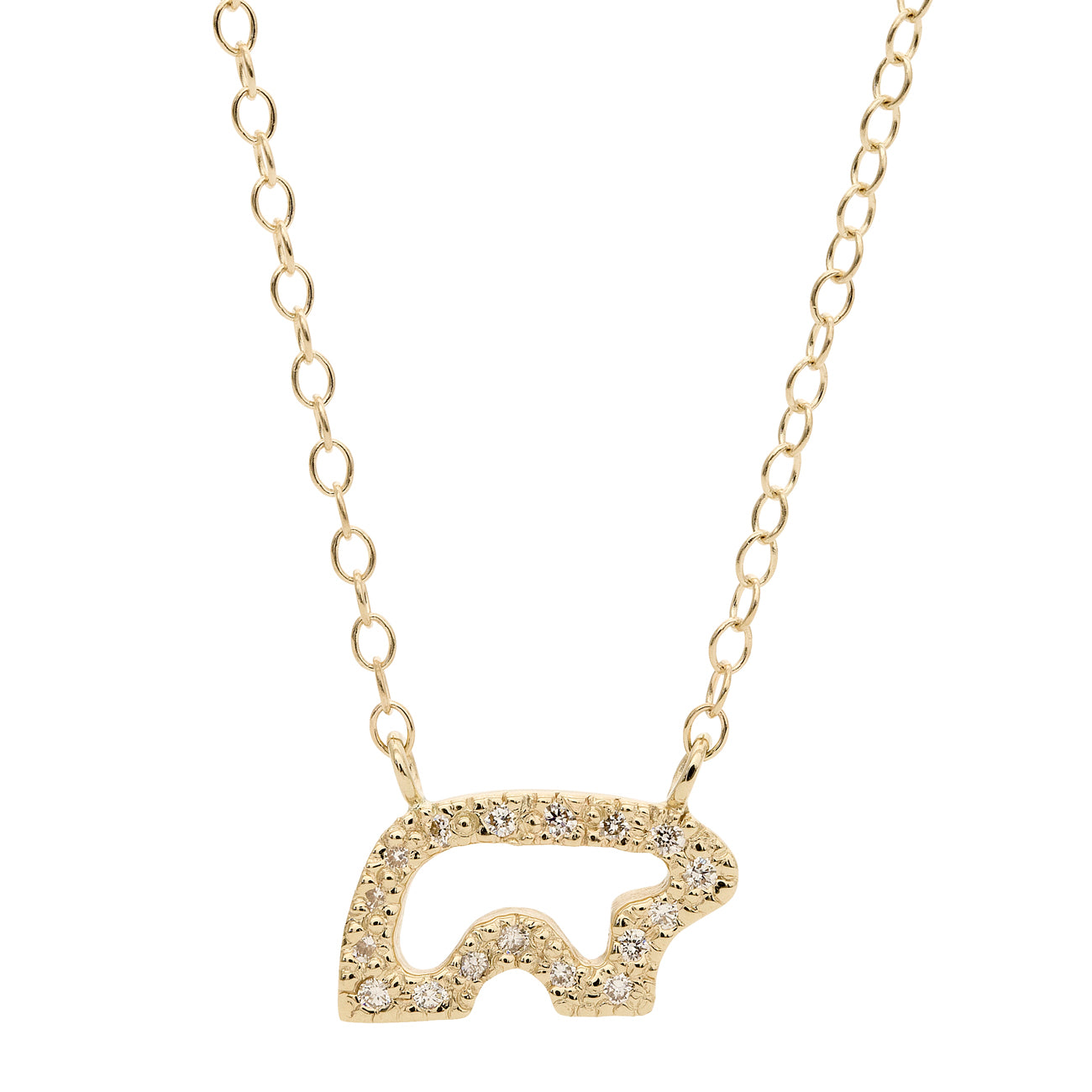 14k Yellow Gold Diamond Silhouette Bear Necklace – The Golden Bear