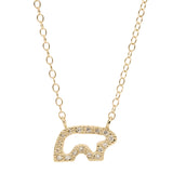 14k Yellow Gold Diamond Silhouette Bear Necklace