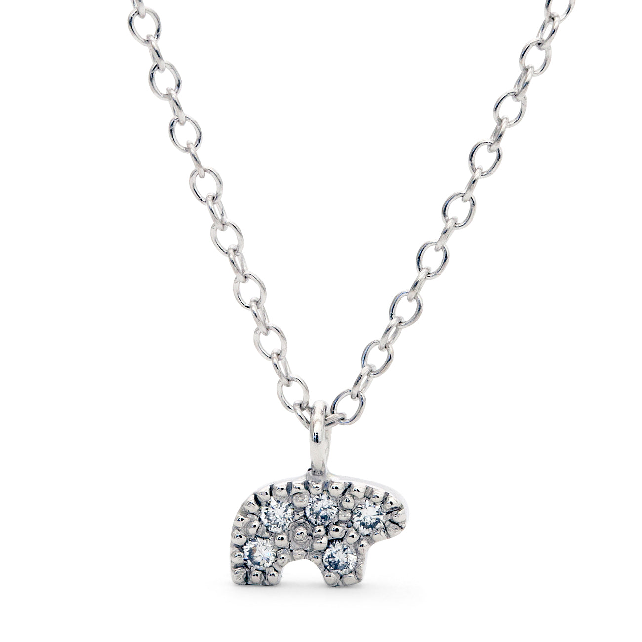 14k White Gold Pave Tiny Bear Necklace – The Golden Bear