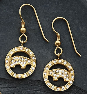 Circle Pave Bear Earrings