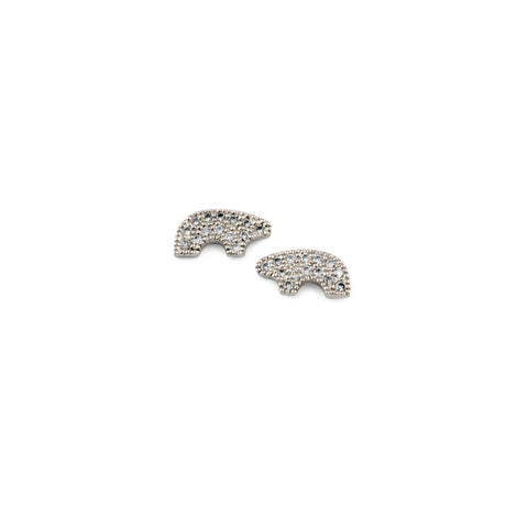 14k White Gold Baby Bear Pave Earrings